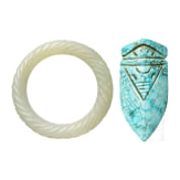 A jade collar and a turquoise cicada, China, 19th century