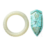 A jade collar and a turquoise cicada, China, 19th century