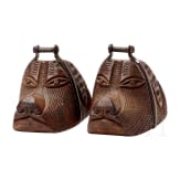 A pair of South American stirrups in the shape of a dog's head, 19th century