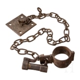 Handcuffs with a wall plate, German, 17th/18th century