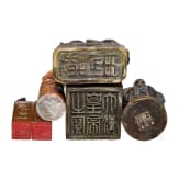 Five seals and small Buddha figure, China, 19th/20th century
