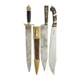 Two machetes and a dagger knife, 19th century