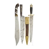 Two machetes and a dagger knife, 19th century