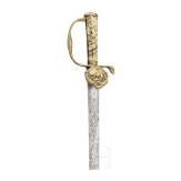 A German hunting hanger with marbled handle, circa 1740