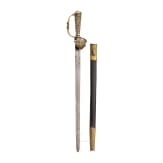 A Dutch hunting hanger with brass handle and scabbard, 1st half of the 18th century