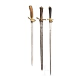 Three German hunting hangers, 18th/19th century