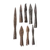 A collection of German bolts and arrowheads, 14th-16th century