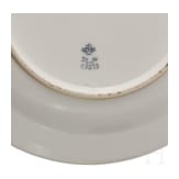 A Russian plate, two oval bowls and a spice container from the Gothic service, Imperial Porcelain Manufactory St. Petersburg, reign of Tsar Nicholas I, ca. 1833/40