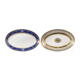 Two oval serving plates, one from a dinner service of Grand Duchess Alexandra Nikolaevna, the Imperial Russian Porcelain Manufactory St. Petersburg