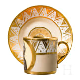 Kaffeetasse mit handgemaltem Portrait des Zaren Alexander I., komplett mit Untertasse, russische Porzellanmanufaktur Safronov, erstes Drittel 19. Jhdt.