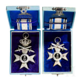 Two Military Service Crosses 2nd class in case, Bavaria