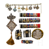 Royal House Order of Hohenzollern - order on tailcoat chain, ribbon bars