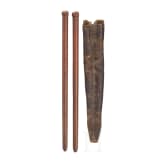 Drumsticks in leather case, c. 1880