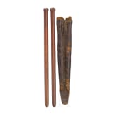 Drumsticks in leather case, c. 1880