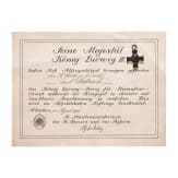 King Ludwig Cross 1916 with document