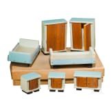 Bedroom arrangement for a doll's house in original cardboard box