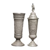 Two shooting trophies made of pewter, German/Austria, 19th century