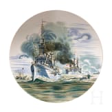 Ceramic plate with battleships, around 1900