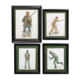 Five original gouaches of uniforms, 20th century