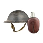 Steel helmet from 1941 and water bottle 1st world war