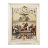 Colored lithograph of the birth of Archduke Rudolf Franz Joseph, Eduard Friedrich Leybold, dated 1858