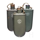 Three enamelled field bottles, 1st world war