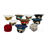 Eight Soviet visor caps, mostly for officers