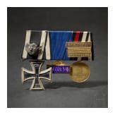 Medal bar with Iron Cross 2nd class 1870, oak leaf "25", three battle clasps