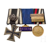 Medal bar with Iron Cross 2nd class 1870, oak leaf "25", three battle clasps