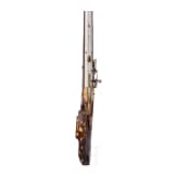 A heavy German bone-inlaid matchlock musket with musket support, dated 1589