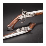 A rare pair of flintlock holster pistols made for superimposed loads, from the armoury of the Princes of Salm-Reifferscheidt-Dyck, northern German or Dutch, circa 1660