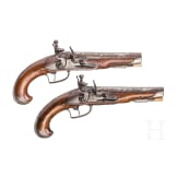 A pir of silver-mounted flintlock travel pistols, German/France, ca. 1730