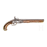 A silver-inlaid flintlock pistol, Ulrich M&auml;ntz, Brunswick, ca. 1740