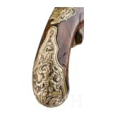 A silver-inlaid flintlock pistol, Ulrich M&auml;ntz, Brunswick, ca. 1740