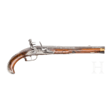 A silver-mounted long flintlock pistol, Dresden, ca. 1740