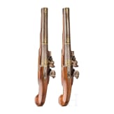 A pair of German flintlock pistols with silver and gold inlays, circa 1800
