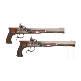 A cased pair of flintlock pistols with a detachable stock, H. W. Mortimer & Co. of London, circa 1810