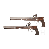 A cased pair of flintlock pistols with a detachable stock, H. W. Mortimer & Co. of London, circa 1810
