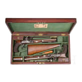 A cased pair of flintlock pistols with a detachable stock, H. W. Mortimer & Co. of London, circa 1810