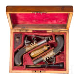 A pair of flintlock terzerols in case, Green in Canterbury, circa 1810