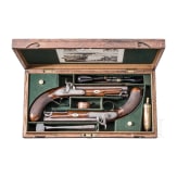 A cased pair of percussion pistols, Edward & William Bond, London, circa 1840