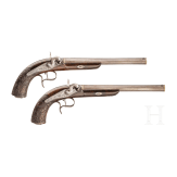 A cased pair of percussion pistols, Lebeda, Prague, circa 1840/50