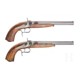 A pair of percussion target pistols, I. Schmidt in G&uuml;strow, ca. 1850
