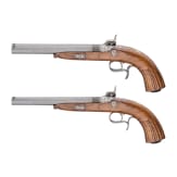 A pair of percussion target pistols, I. Schmidt in G&uuml;strow, ca. 1850