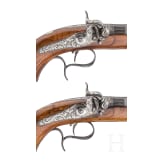 A pair of percussion target pistols, I. Schmidt in G&uuml;strow, ca. 1850