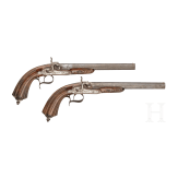 A cased pair of percussion pistols by Geerinckx in Paris, ca. 1850