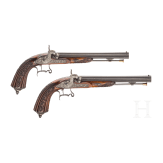 A cased pair of percussion pistols, Francotte of Li&egrave;ge, circa 1850