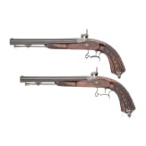 A cased pair of percussion pistols, Francotte of Li&egrave;ge, circa 1850