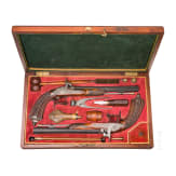 A cased pair of percussion pistols, Francotte of Li&egrave;ge, circa 1850