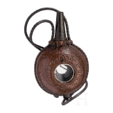 A rare French priming powder flask with viewing windows, 17th century